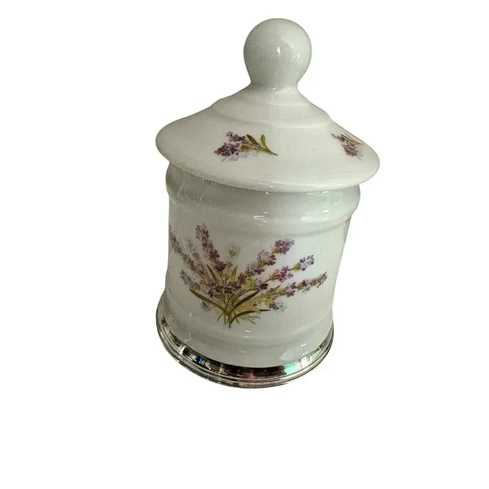 Cottagecore White Ceramic Storage Jar with Lid Limoges Made in France